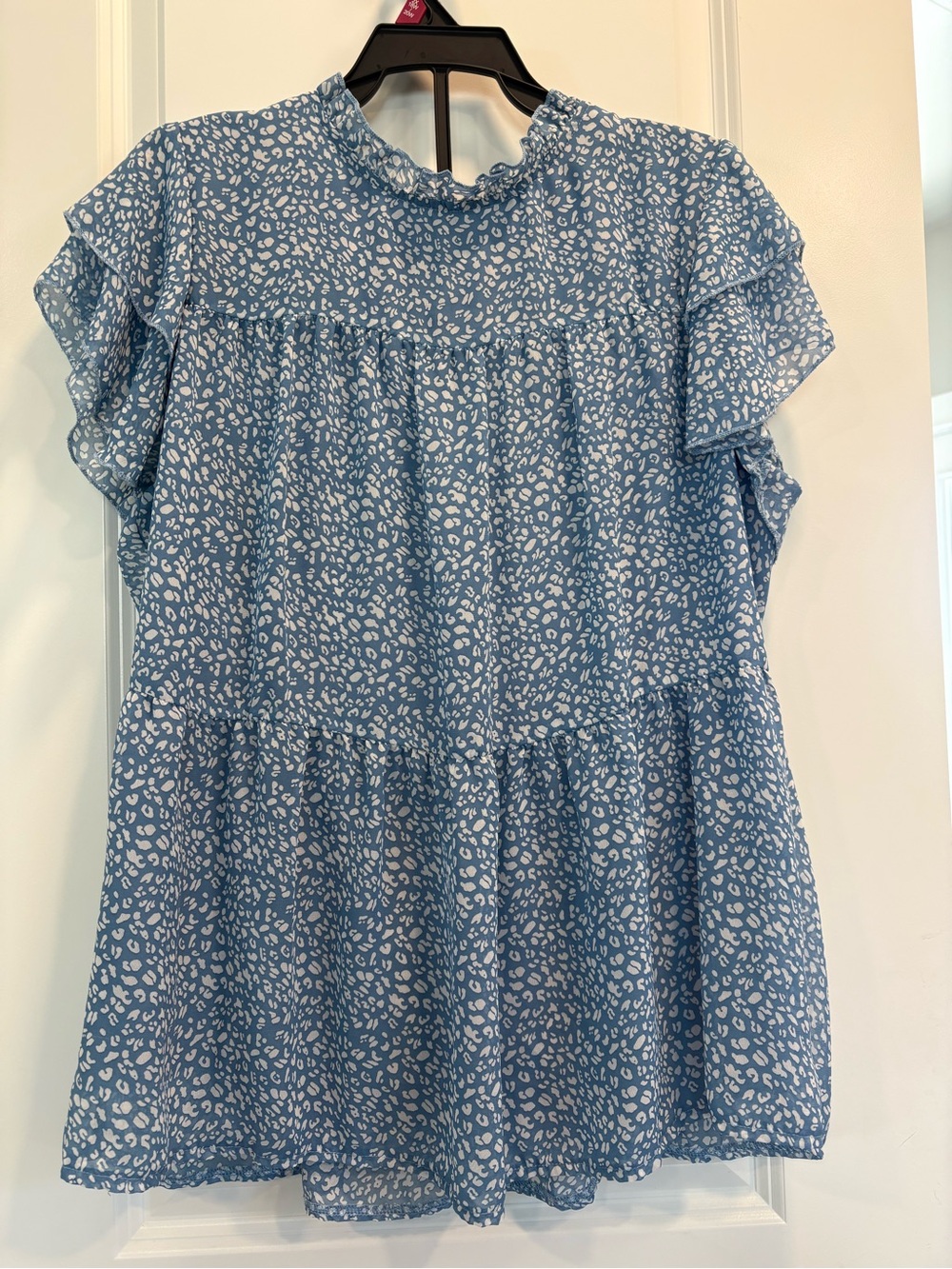 Blue & White Ruffle Babydoll Top